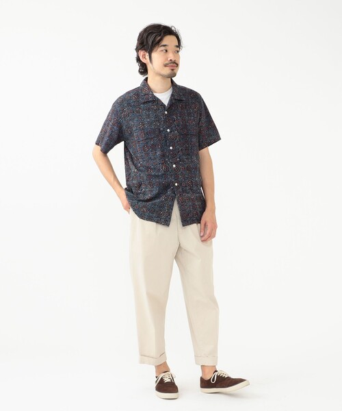 BEAMS PLUS(ビームスプラス)の「BEAMS PLUS / アジュラックプリント ショートスリーブ オープンカラー シャツ(シャツ/ブラウス・メンズ・ブルー/ブラック・L/S/XL/M)」の4枚目の写真