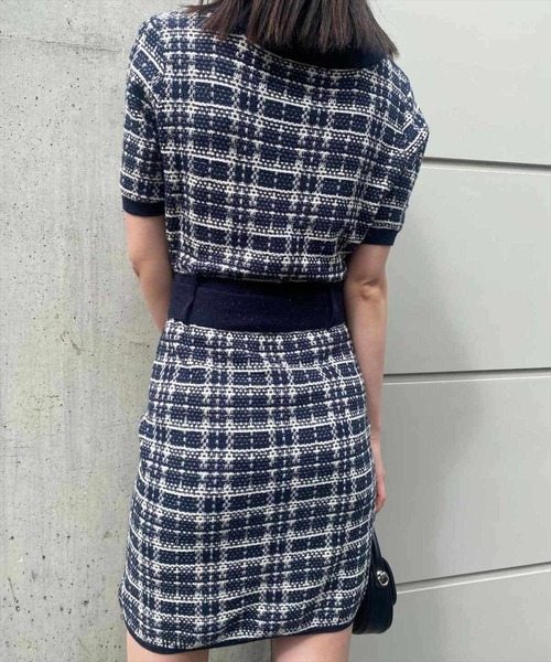 REDYAZEL（レディアゼル）の「【ar×REDYAZEL】チェックジャガードニットポロワンピース（ワンピース・レディース・ネイビー/グリーン/ブルー・FREE）」の18枚目の写真