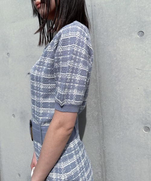 REDYAZEL（レディアゼル）の「【ar×REDYAZEL】チェックジャガードニットポロワンピース（ワンピース・レディース・ネイビー/グリーン/ブルー・FREE）」の13枚目の写真