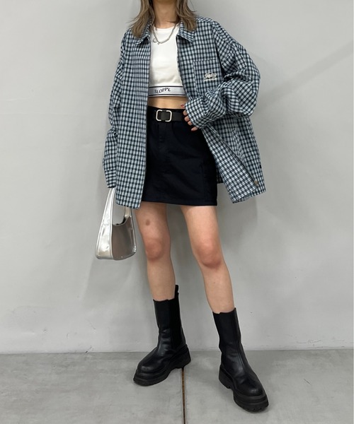 WHO'S WHO gallery（フーズフーギャラリー）の「COOPER FACT チェックジップコーチシャツ（シャツ/ブラウス・メンズ・ブラック/ホワイト/ネイビー/グリーン・FREE）」の7枚目の写真