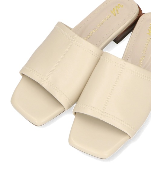 □ウッドヒールストレッチミュールサンダル/32215（サンダル）｜WA