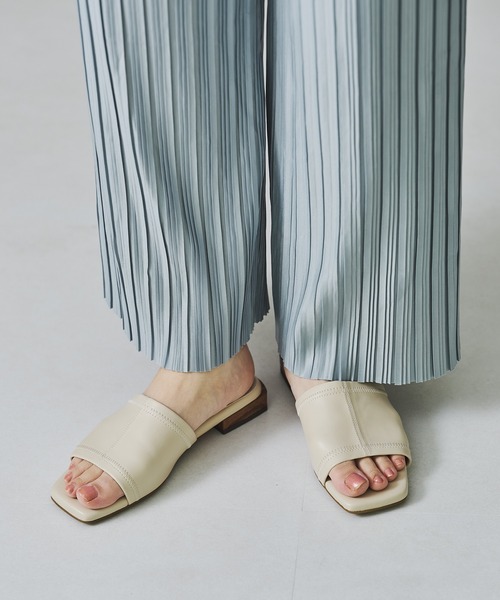 □ウッドヒールストレッチミュールサンダル/32215（サンダル）｜WA