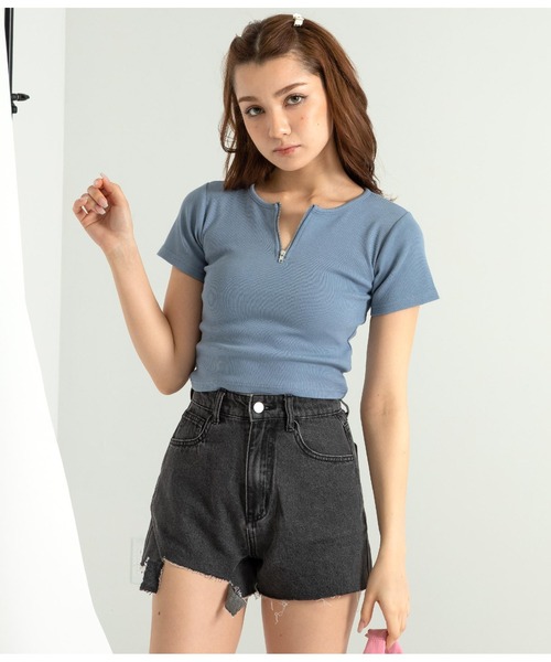 ANAP(アナップ)の「カットオフデニムショートパンツ(デニムパンツ・レディース・ライトブルー/スミクロ・M/S)」の20枚目の写真