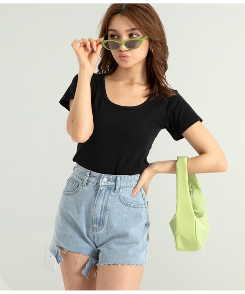 ANAP(アナップ)の「カットオフデニムショートパンツ(デニムパンツ・レディース・ライトブルー/スミクロ・M/S)」の18枚目の写真