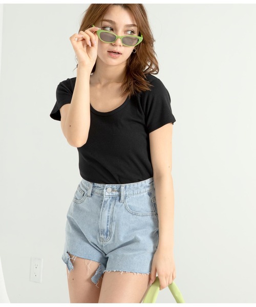 ANAP(アナップ)の「カットオフデニムショートパンツ(デニムパンツ・レディース・ライトブルー/スミクロ・M/S)」の10枚目の写真