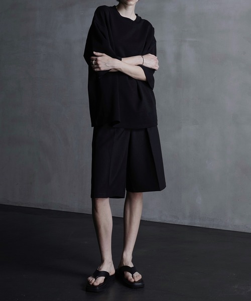 CALLNE（カルネ）の「【CALLNE】2Tuck Wide Straight Half Slacks/2タックワイド ストレートハーフスラックス（その他パンツ・メンズ・ブラック・M/L）」の9枚目の写真