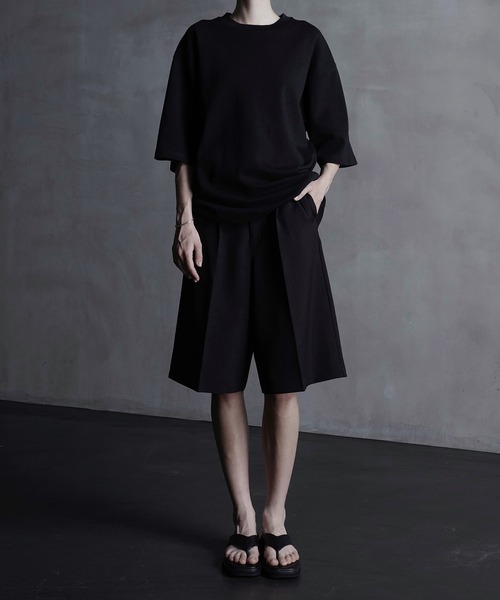 CALLNE（カルネ）の「【CALLNE】2Tuck Wide Straight Half Slacks/2タックワイド ストレートハーフスラックス（その他パンツ・メンズ・ブラック・M/L）」の10枚目の写真