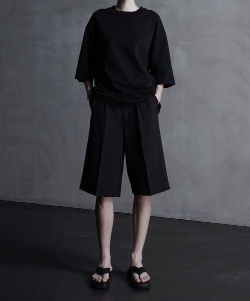 CALLNE（カルネ）の「【CALLNE】2Tuck Wide Straight Half Slacks/2タックワイド ストレートハーフスラックス（その他パンツ・メンズ・ブラック・M/L）」の11枚目の写真