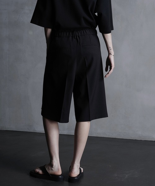 CALLNE】2Tuck Wide Straight Half Slacks/2タックワイド