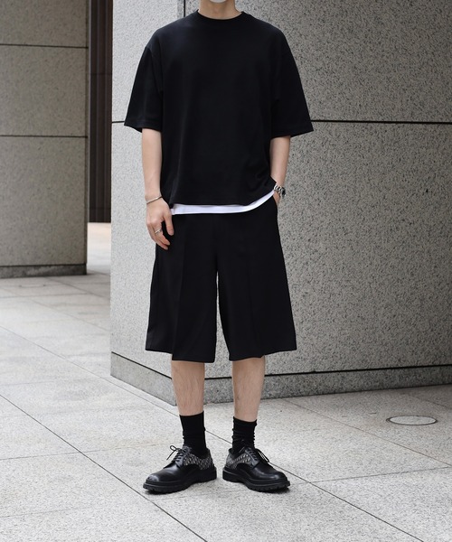 CALLNE】2Tuck Wide Straight Half Slacks/2タックワイド ストレート