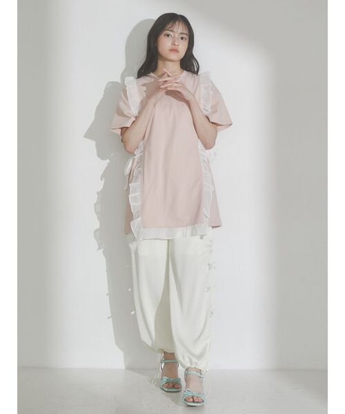 merry jenny(メリージェニー)の「シアーフリルリボンBig Tee(Tシャツ/カットソー・レディース・オフホワイト/ブルー/ピンク・FREE)」の11枚目の写真