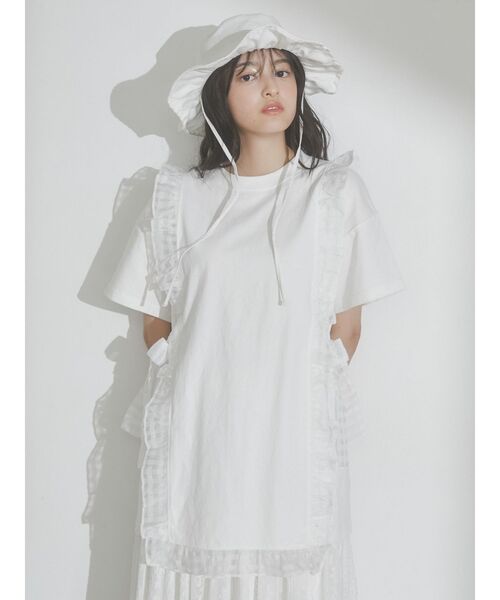 merry jenny(メリージェニー)の「シアーフリルリボンBig Tee(Tシャツ/カットソー・レディース・オフホワイト/ブルー/ピンク・FREE)」の10枚目の写真