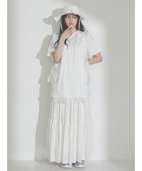 merry jenny(メリージェニー)の「シアーフリルリボンBig Tee(Tシャツ/カットソー・レディース・オフホワイト/ブルー/ピンク・FREE)」の9枚目の写真