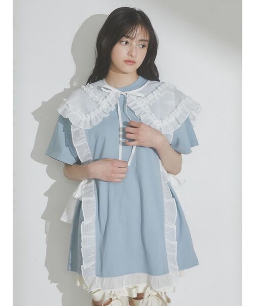 merry jenny(メリージェニー)の「シアーフリルリボンBig Tee(Tシャツ/カットソー・レディース・オフホワイト/ブルー/ピンク・FREE)」の16枚目の写真