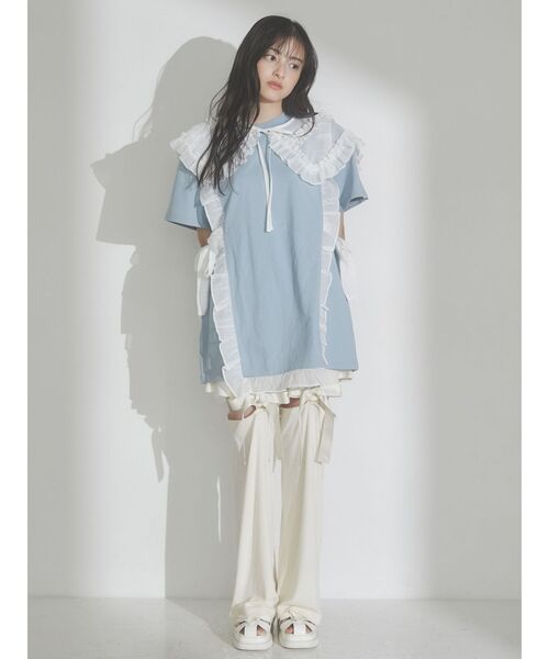 merry jenny(メリージェニー)の「シアーフリルリボンBig Tee(Tシャツ/カットソー・レディース・オフホワイト/ブルー/ピンク・FREE)」の20枚目の写真