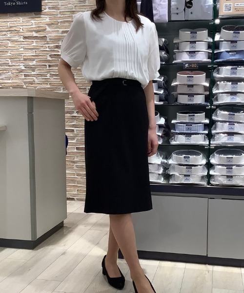 TOKYO SHIRTS（トウキョウシャツ）の「プリーツタック 五分袖ブラウス（シャツ/ブラウス・レディース・オフホワイト/ダークブルー/ライトパープル・M/L）」の14枚目の写真