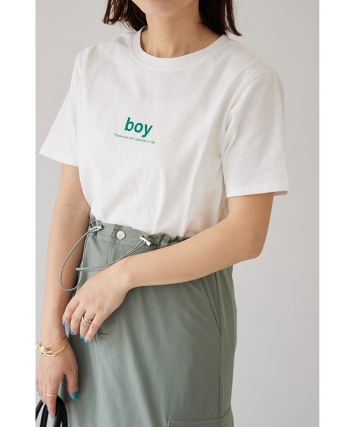 &. NOSTALGIA(アンドドットノスタルジア)の「【ZOZO限定】boyロゴTシャツ(Tシャツ/カットソー・レディース・ブラック/グリーン・FREE)」の2枚目の写真