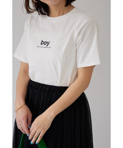&. NOSTALGIA(アンドドットノスタルジア)の「【ZOZO限定】boyロゴTシャツ(Tシャツ/カットソー・レディース・ブラック/グリーン・FREE)」の1枚目の写真