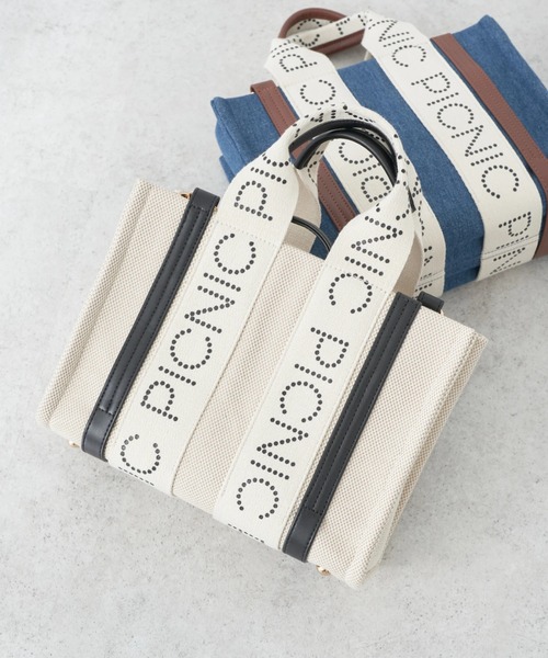 earth music&ecology（アースミュージックアンドエコロジー）の「ロゴテープミニトート（トートバッグ・レディース・ベージュ/ダークブルー/ライトブルー・FREE）」の14枚目の写真