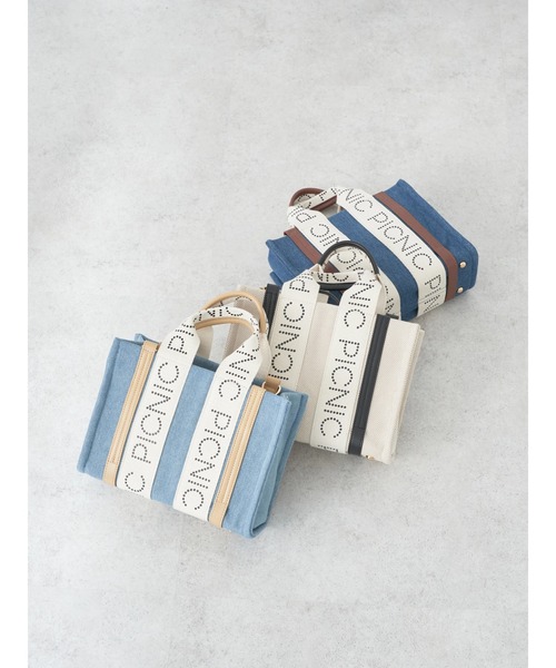 earth music&ecology（アースミュージックアンドエコロジー）の「ロゴテープミニトート（トートバッグ・レディース・ベージュ/ダークブルー/ライトブルー・FREE）」の19枚目の写真