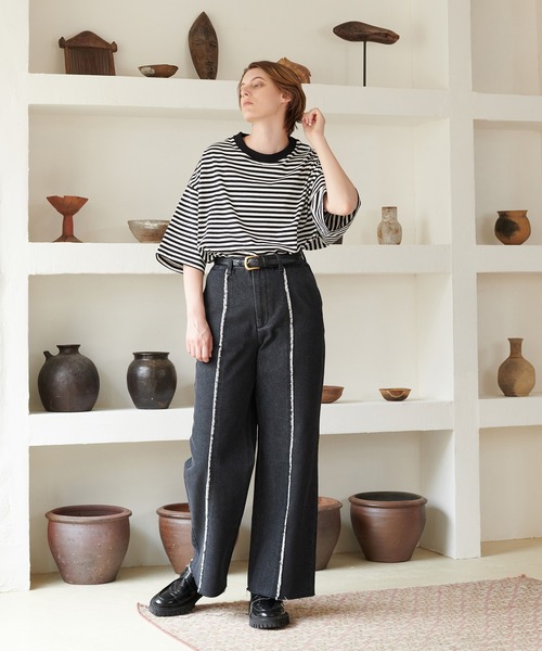 ONCILY(オンシェリー)の「FRINGE STRAIGHT DENIM PANTS / フリンジストレートデニムパンツ(デニムパンツ・メンズ・ライトブルー/ブラック/インディゴブルー・SMALL/MEDIUM/LARGE)」の18枚目の写真