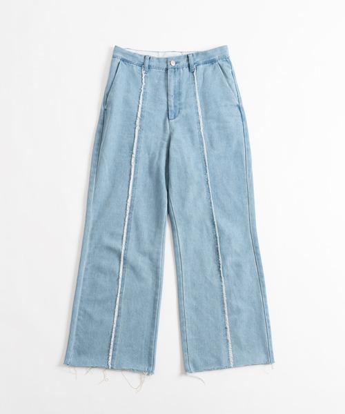ONCILY(オンシェリー)の「FRINGE STRAIGHT DENIM PANTS / フリンジストレートデニムパンツ(デニムパンツ・メンズ・ライトブルー/ブラック/インディゴブルー・SMALL/MEDIUM/LARGE)」の12枚目の写真