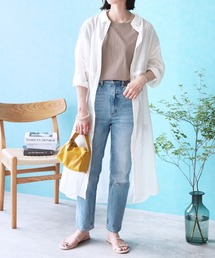 reca | 【UVカット】袖ロールアップウエストドロストシアーワンピース(シャツワンピース)