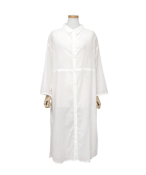 reca（レカ）の「【UVカット】袖ロールアップウエストドロストシアーワンピース（シャツワンピース・レディース・ブラック/オフホワイト/イエロー・FREE）」の22枚目の写真