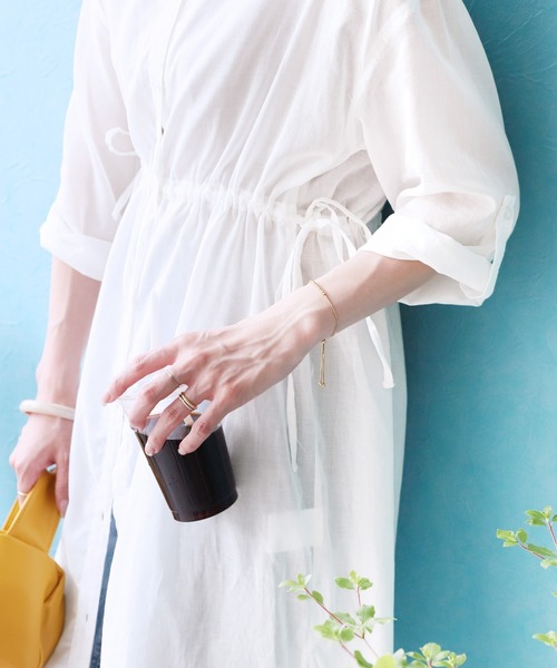 reca（レカ）の「【UVカット】袖ロールアップウエストドロストシアーワンピース（シャツワンピース・レディース・ブラック/オフホワイト/イエロー・FREE）」の13枚目の写真