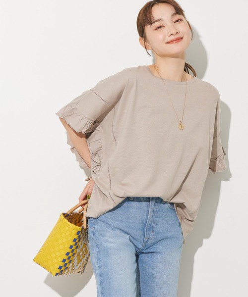 AMERICAN HOLIC（アメリカンホリック）の「ハシゴレースフリルカットプルオーバー（Tシャツ/カットソー・レディース・テラコッタ/グレイッシュベージュ/チャコールグレー・L/M）」の3枚目の写真