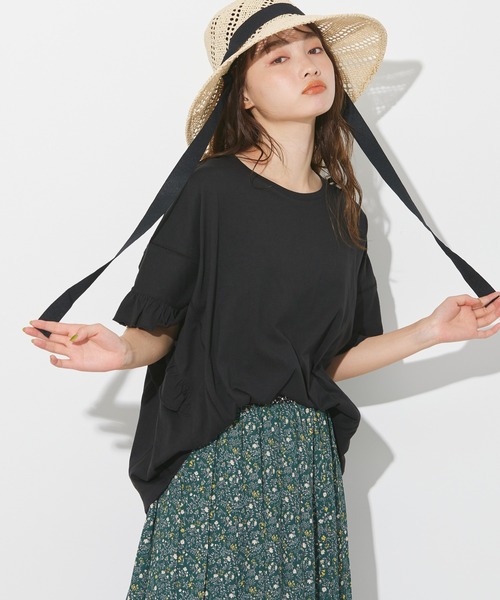 AMERICAN HOLIC（アメリカンホリック）の「ハシゴレースフリルカットプルオーバー（Tシャツ/カットソー・レディース・テラコッタ/グレイッシュベージュ/チャコールグレー・L/M）」の2枚目の写真