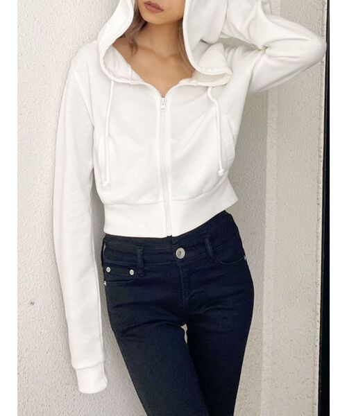 GYDA（ジェイダ）の「BASICショートパーカー（パーカー・レディース・ブラック/グレー/オフホワイト・FREE）」の15枚目の写真