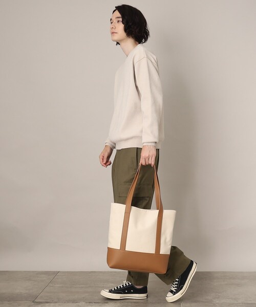 THE SHOP TK （ザ ショップ ティーケー ）の「◆【BOUO／防汚】キャンバストートバッグ（トートバッグ・メンズ・ダークブラウン/ブラック/オフホワイト・00）」の5枚目の写真