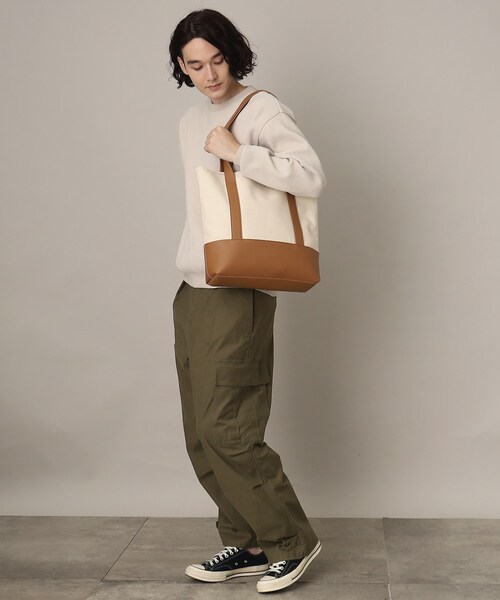 THE SHOP TK （ザ ショップ ティーケー ）の「◆【BOUO／防汚】キャンバストートバッグ（トートバッグ・メンズ・ダークブラウン/ブラック/オフホワイト・00）」の6枚目の写真