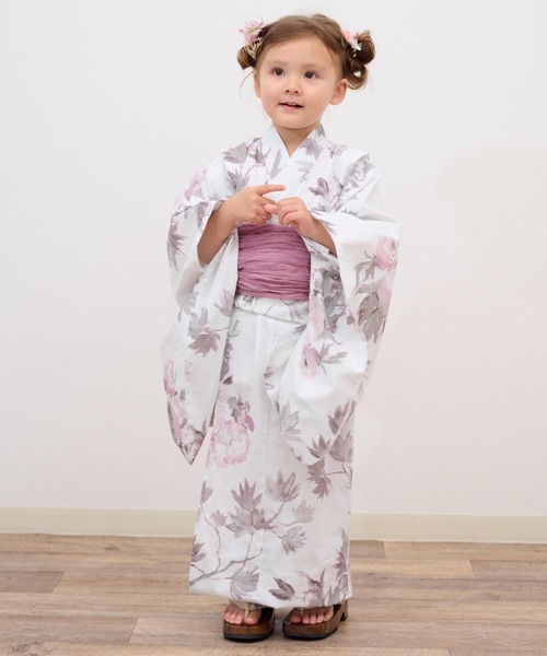 着物・浴衣・和小物 Sawa KIMONOMACHI レディース 浴衣2点セット(浴衣+帯)「浴衣 赤×緑 萩+半幅