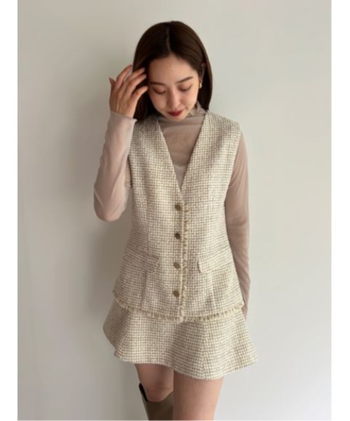 SNIDEL（スナイデル）の「バリエツイードジレ（ベスト・レディース・ベージュ/その他/ブラック・FREE）」の6枚目の写真