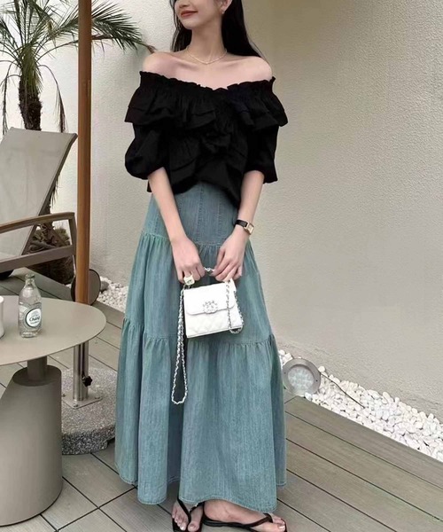 NANEA(ナネア)の「ラッフルフリルブラウス(シャツ/ブラウス・レディース・ホワイト/ブラック/サックスブルー/ピンク・FREE)」の9枚目の写真