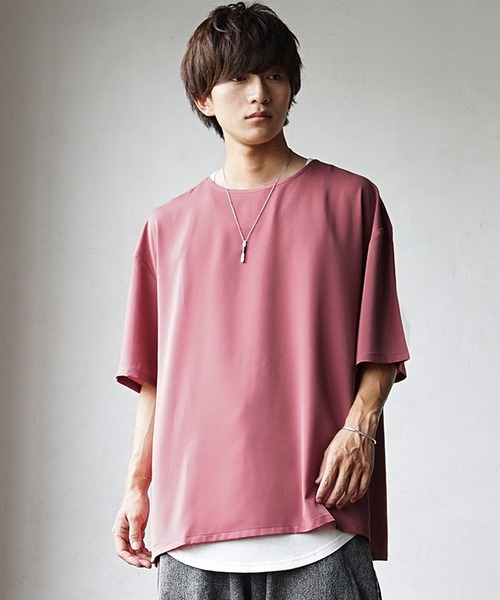 MinoriTY(マイノリティ)の「【MinoriTY】さらさら夏素材とろみシャイニーTシャツ ビッグTシャツ オーバーサイズ ルーズシルエット カットソー メンズ 夏服(Tシャツ/カットソー・メンズ・ブラック/ブルー/カーキ/ピンク/ベージュ・L/M/S)」の17枚目の写真