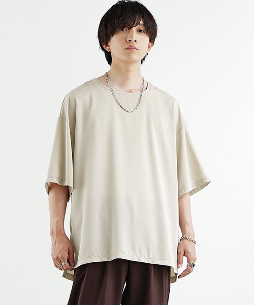 MinoriTY】さらさら夏素材とろみシャイニーTシャツ ビッグTシャツ