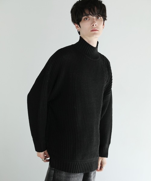 ASTRONOMY(アストロノミー)の「Buyer's Select/ビッグシルエット畦編み切替モックネックニット(ニット/セーター・メンズ・ベージュ/ホワイト/グリーン/ブラック/グレー・L/M)」の16枚目の写真