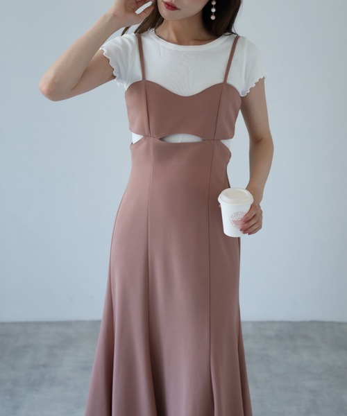tocco closet(トッコ クローゼット)の「【ZOZO限定】カットアウトマーメイドキャミワンピース(ワンピース・レディース・ピンク/キャメル/グレイッシュベージュ/ブラック・M)」の1枚目の写真