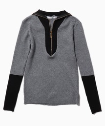 Bicolor half-zip knit/バイカラーハーフジップニット