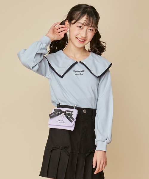 JENNI（ジェニィ）の「リボン付きマルチポケット（ショルダーバッグ・キッズ・サックスブルー/ラベンダー/ブラック・F）」の3枚目の写真