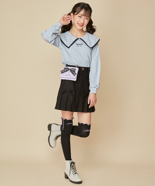 JENNI（ジェニィ）の「リボン付きマルチポケット（ショルダーバッグ・キッズ・サックスブルー/ラベンダー/ブラック・F）」の6枚目の写真