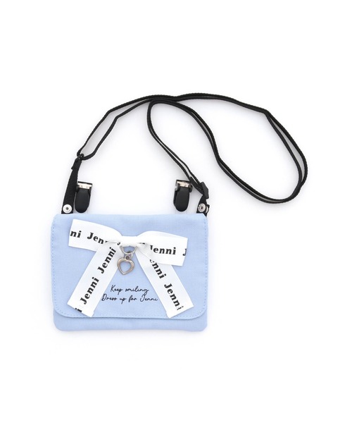 JENNI（ジェニィ）の「リボン付きマルチポケット（ショルダーバッグ・キッズ・サックスブルー/ラベンダー/ブラック・F）」の9枚目の写真