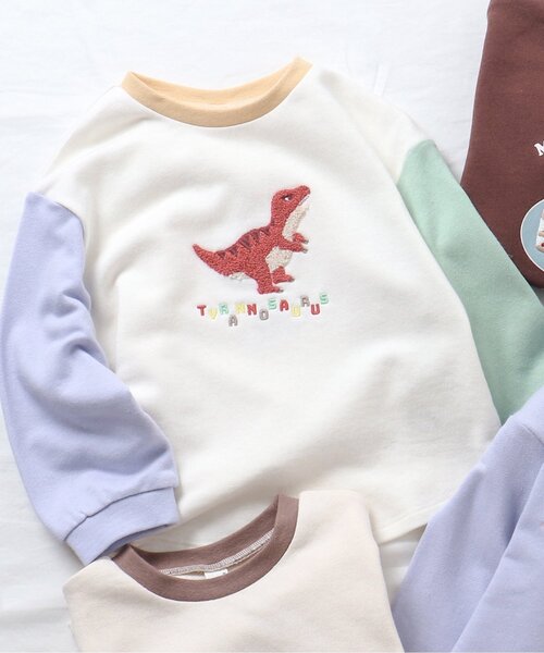 apres les cours（アプレレクール）の「バラエティモチーフTシャツ（Tシャツ/カットソー・キッズ・ブラウン/レインボー/ベージュ/ラベンダー・110/130/90/120/80/100）」の4枚目の写真