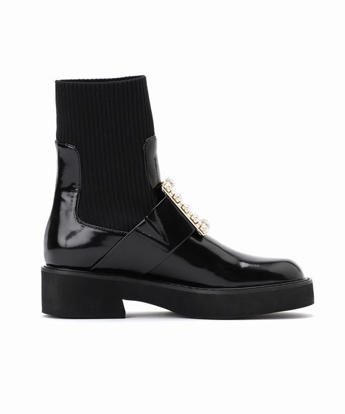 LE TALON（ルタロン）の「フロントビジューリブショートブーツ（ブーツ