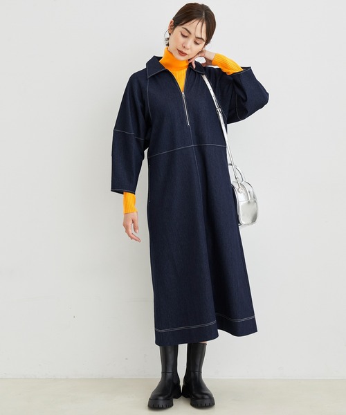 le cercle ADAM ET ROPE'(ルセルクルアダムエロペ)の「エコベロRIBタートルネック(ニット/セーター・レディース・ブラック/オフホワイト/ターコイズブルー/オレンジ/ネイビー/キャメル・FREE)」の13枚目の写真