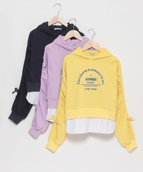 by LOVEiT(バイラビット)の「袖ドロストレイヤード風プルオーバー(パーカー・キッズ・ラベンダー/ネイビー/イエロー・120cm/130cm/140cm/150cm/160cm)」の12枚目の写真