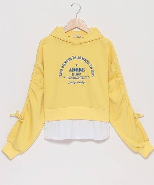 by LOVEiT(バイラビット)の「袖ドロストレイヤード風プルオーバー(パーカー・キッズ・ラベンダー/ネイビー/イエロー・120cm/130cm/140cm/150cm/160cm)」の11枚目の写真